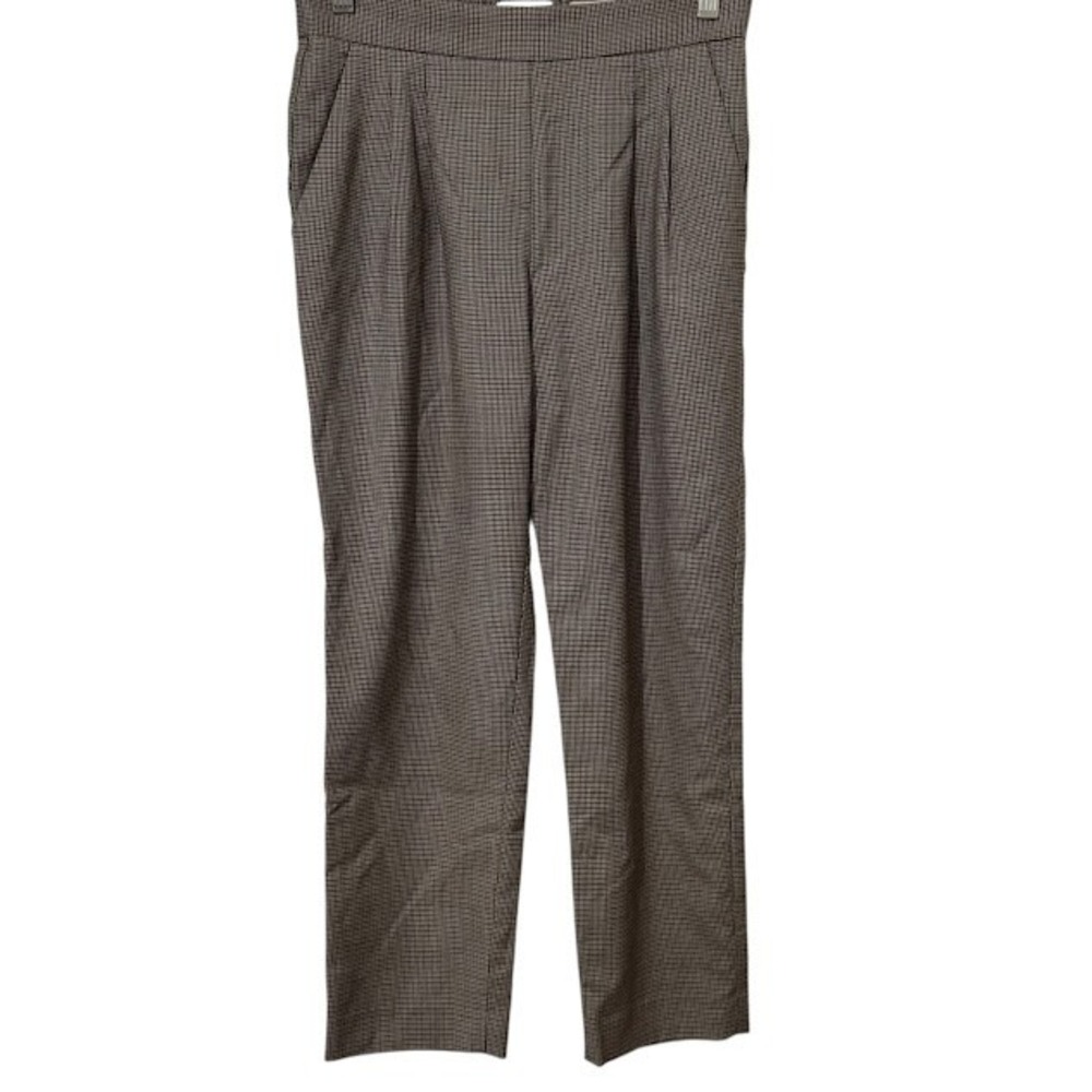 Aritzia Checked Tailored Trousers in Brown and Black